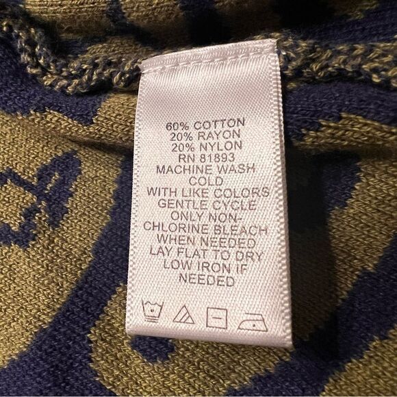 Isaac Mizrahi Live Sweater Womens XS Navy Olive Floral Open Cardigan - Picture 6 of 10